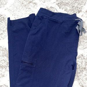 Large petite  blue figs straight leg panda